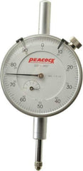 Peacock - 1/2" Range, 0-100 Dial Reading, 0.001" Graduation Dial Drop Indicator - 2-3/64" Dial, 0.001" Accuracy, Revolution Counter - Industrial Tool & Supply