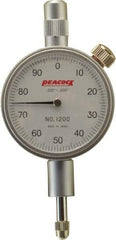 Peacock - 0.2" Range, 0-100 Dial Reading, 0.001" Graduation Dial Drop Indicator - 1-37/64" Dial, 0.001" Accuracy - Industrial Tool & Supply