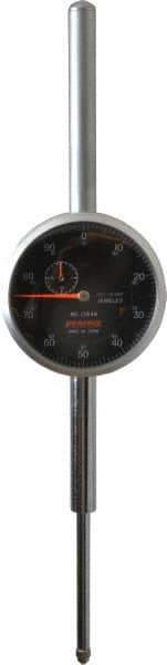 Peacock - 2" Range, 0-100 Dial Reading, 0.001" Graduation Dial Drop Indicator - 2-3/64" Dial, 0.005" Accuracy, Revolution Counter - Industrial Tool & Supply