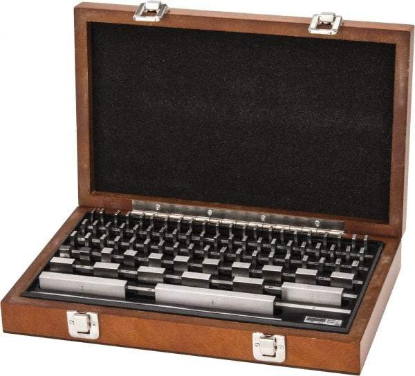 SPI - 81 Piece, 0.05 to 4", Grade AS-1, Steel Gage Block Set - Rectangular, +16 - 8µ (2"), +20 - 10µ (3"), +24 - 12µ (4"), +8 - 4µ (0.050-1") Tolerance - Industrial Tool & Supply
