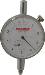 Peacock - 0.05" Range, 0-5-0 Dial Reading, 0.0001" Graduation Dial Drop Indicator - 2-3/64" Dial, 0.0003" Accuracy, Revolution Counter - Industrial Tool & Supply