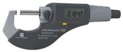TESA Brown & Sharpe - 3 to 4 Inch Range, 0.0001 Inch Resolution, Standard Throat, IP54 Electronic Outside Micrometer - 0.0002 Inch Accuracy, Carbide Face, Data Output, Includes Plastic Case - Industrial Tool & Supply