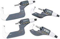TESA Brown & Sharpe - 2 to 3 Inch Range, 0.0001 Inch Resolution, Standard Throat, IP54 Electronic Outside Micrometer - 0.0002 Inch Accuracy, Carbide Face, Data Output, Includes Plastic Case - Industrial Tool & Supply