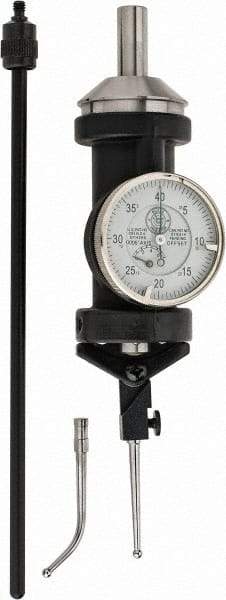 Made in USA - 5 Piece, 0" to 1/4" Measuring Range, White Dial Test Indicator Kit - 0.0002" Accuracy, 1/8" Ball Diam, 0.0005" Dial Graduation - Industrial Tool & Supply