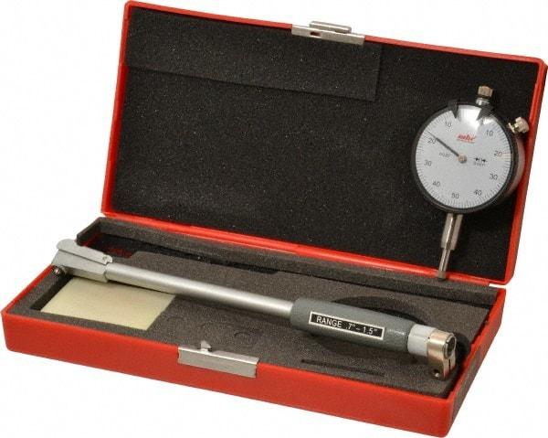 Value Collection - 8 Anvil, 0.7 to 1-1/2" Dial Bore Gage - 0.001" Graduation, 5" Gage Depth - Industrial Tool & Supply