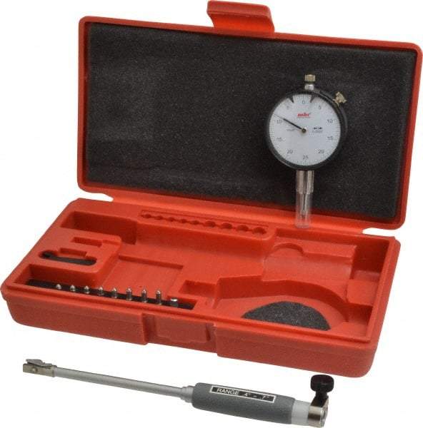 Value Collection - 9 Anvil, 0.4 to 0.7" Dial Bore Gage - 0.0005" Graduation, 4" Gage Depth - Industrial Tool & Supply