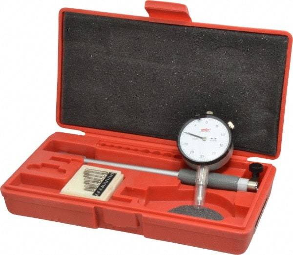 Value Collection - 8 Anvil, 0.7 to 1-1/2" Dial Bore Gage - 0.0005" Graduation, 5" Gage Depth - Industrial Tool & Supply