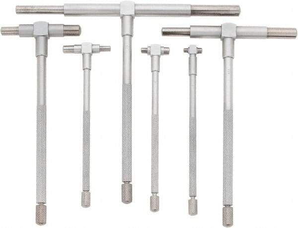 Value Collection - 6 Piece, 5/16 to 6 Inch, Hardened Tool Steel, Satin Chrome Finish, Telescoping Gage Set - 4 and 5 Inch Long Handles - Industrial Tool & Supply