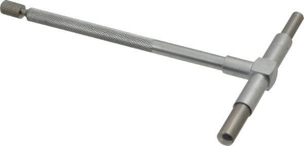 Value Collection - 2-1/8 to 3-1/2 Inch, 5.85 Inch Overall Length, Telescoping Gage - 5 Inch Long Handle, Hardened Tool Steel, Satin Chrome Finish - Industrial Tool & Supply