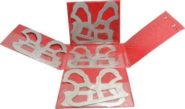 Value Collection - 8 Piece, 1-1/16 to 1-1/2 Inch Radius, Steel Radius Gage Set - 1/16 Inch Graduation, Satin Chrome Coated - Industrial Tool & Supply