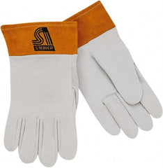 Steiner - Size L Unlined Deerskin Welding Glove - 10-1/2" OAL, Safety Cuff, For TIG - Industrial Tool & Supply