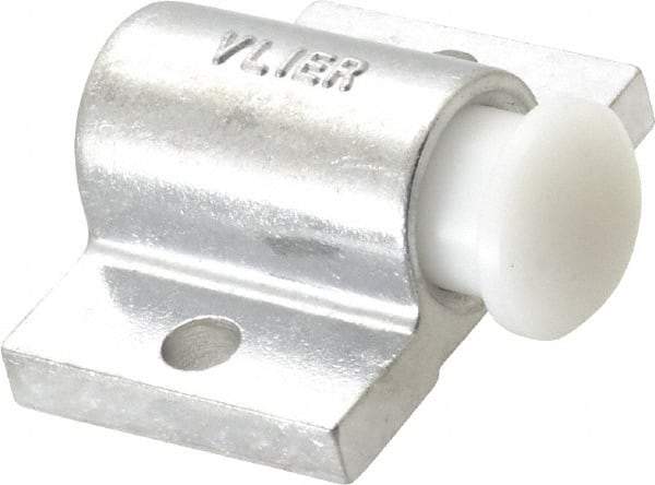 Vlier - 2" Base Width, 1/4" Stroke Len, 13/16" Stop Head OD, 1-1/2" Btw Mt Hole Ctrs, 1-7/32" Btw Mt Hole & Edge, Round Spring Locating Stop - 1-3/8" Body Len x 2" Body Width, 7/16" Base Thickness, 14.4 Lb Init, 32 Lb Mid, 45.4 Lb Final End Force - Industrial Tool & Supply