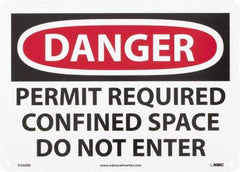 NMC - "Danger - Permit Required - Confined Space - Do Not Enter", 10" Long x 14" Wide, Rigid Plastic Safety Sign - Rectangle, 0.05" Thick, Use for Accident Prevention - Industrial Tool & Supply