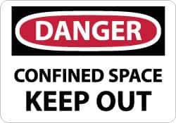 NMC - "Danger - Confined Space - Keep Out", 10" Long x 14" Wide, Aluminum Safety Sign - Rectangle, 0.04" Thick, Use for Accident Prevention - Industrial Tool & Supply