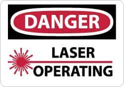 NMC - "Danger - Laser Operating", 10" Long x 14" Wide, Rigid Plastic Safety Sign - Rectangle, 0.05" Thick, Use for Accident Prevention - Industrial Tool & Supply