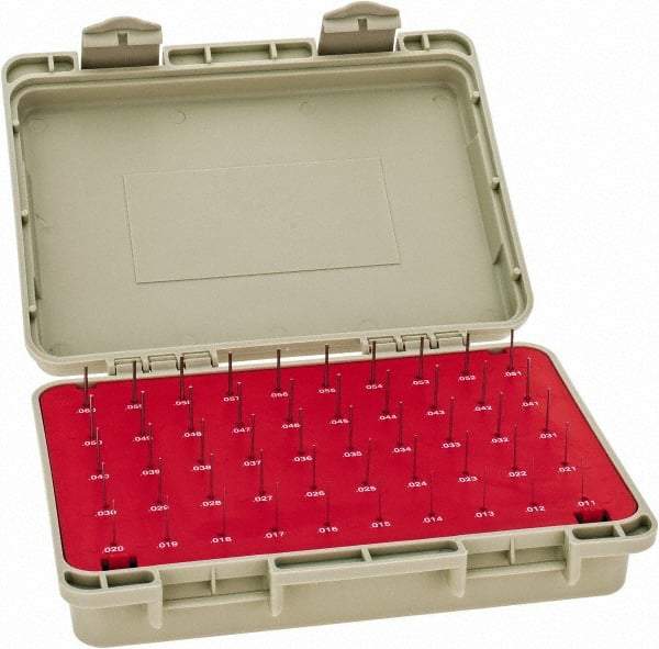 Vermont Gage - 50 Piece, 0.011-0.06 Inch Diameter Plug and Pin Gage Set - Minus 0.0002 Inch Tolerance, Class ZZ - Industrial Tool & Supply