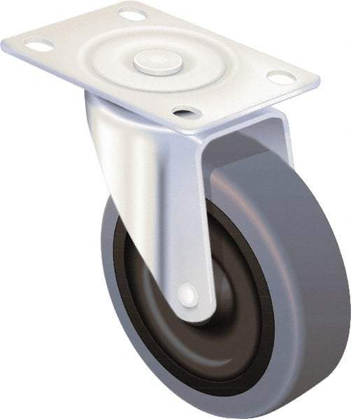 Albion - 4" Diam x 1-1/4" Wide x 5-1/8" OAH Top Plate Mount Rigid Caster - Phenolic, 350 Lb Capacity, Roller Bearing, 2-1/2 x 3-5/8" Plate - Industrial Tool & Supply