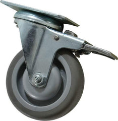 Shepherd - 4" Diam x 1-1/4" Wide x 5-1/4" OAH Top Plate Mount Swivel Caster with Brake - Polyurethane, 200 Lb Capacity, Ball Bearing, 2-5/8 x 3-3/4" Plate - Industrial Tool & Supply