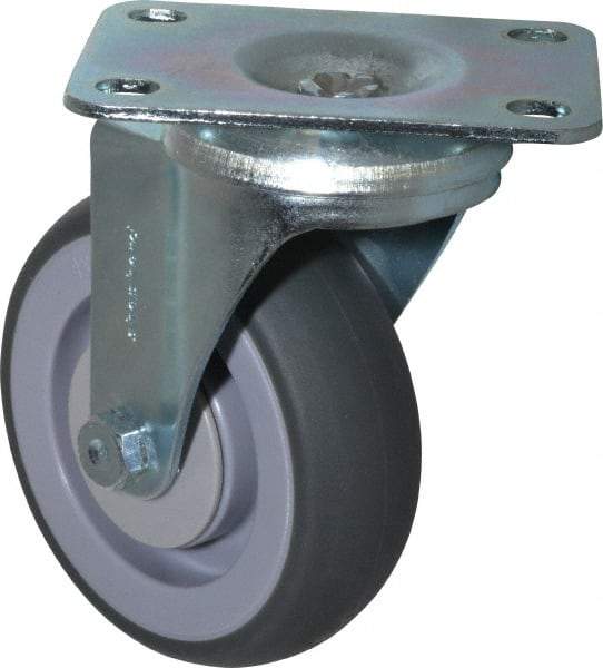Shepherd - 4" Diam x 1-1/4" Wide x 5-1/4" OAH Top Plate Mount Swivel Caster - TPR, 185 Lb Capacity, Ball Bearing, 2-5/8 x 3-3/4" Plate - Industrial Tool & Supply