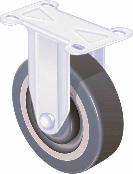 Shepherd - 4" Diam x 1-1/4" Wide x 5-1/4" OAH Top Plate Mount Rigid Caster - TPR, 185 Lb Capacity, Ball Bearing, 2-5/8 x 3-3/4" Plate - Industrial Tool & Supply