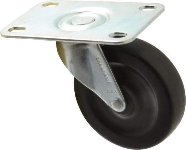 Shepherd - 3" Diam x 13/16" Wide x 3-1/2" OAH Top Plate Mount Swivel Caster with Brake - Hard Rubber, 120 Lb Capacity, Nylon Bearing, 2-5/8 x 3-3/4" Plate - Industrial Tool & Supply