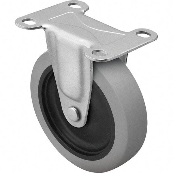 Shepherd - 3" Diam x 13/16" Wide x 3-1/2" OAH Top Plate Mount Rigid Caster - TPR, 110 Lb Capacity, Nylon Bearing, 2-5/8 x 3-3/4" Plate - Industrial Tool & Supply