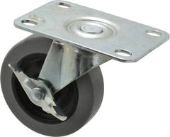 Shepherd - 3" Diam x 13/16" Wide x 3-1/2" OAH Top Plate Mount Swivel Caster with Brake - Polyurethane, 120 Lb Capacity, Plain Bearing, 2-5/8 x 3-3/4" Plate - Industrial Tool & Supply