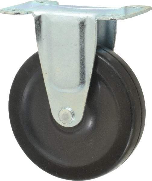 Shepherd - 4" Diam x 15/16" Wide x 4-3/4" OAH Top Plate Mount Rigid Caster - Soft Rubber, 125 Lb Capacity, Nylon Bearing, 2-5/8 x 3-3/4" Plate - Industrial Tool & Supply