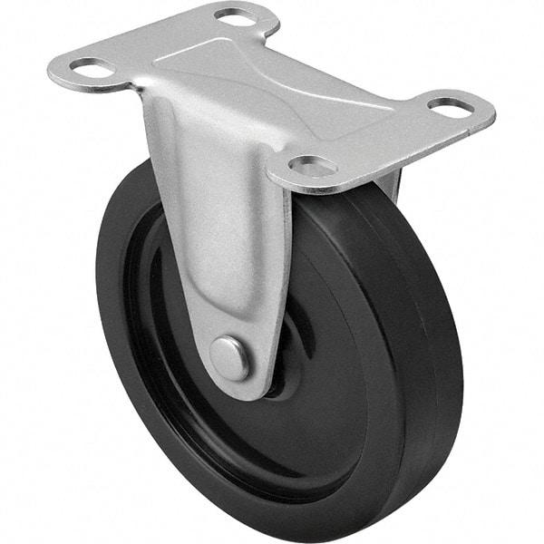 Shepherd - 5" Diam x 15/16" Wide x 5-3/4" OAH Top Plate Mount Rigid Caster - Polyolefin, 160 Lb Capacity, Plain Bore Bearing, 2-5/8 x 3-3/4" Plate - Industrial Tool & Supply