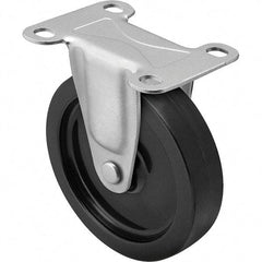 Shepherd - 5" Diam x 15/16" Wide x 5-3/4" OAH Top Plate Mount Rigid Caster - Polyolefin, 160 Lb Capacity, Plain Bore Bearing, 2-5/8 x 3-3/4" Plate - Industrial Tool & Supply