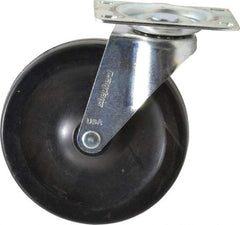 Shepherd - 5" Diam x 15/16" Wide x 5-3/4" OAH Top Plate Mount Swivel Caster - Soft Rubber, 135 Lb Capacity, Nylon Bearing, 2-5/8 x 3-3/4" Plate - Industrial Tool & Supply