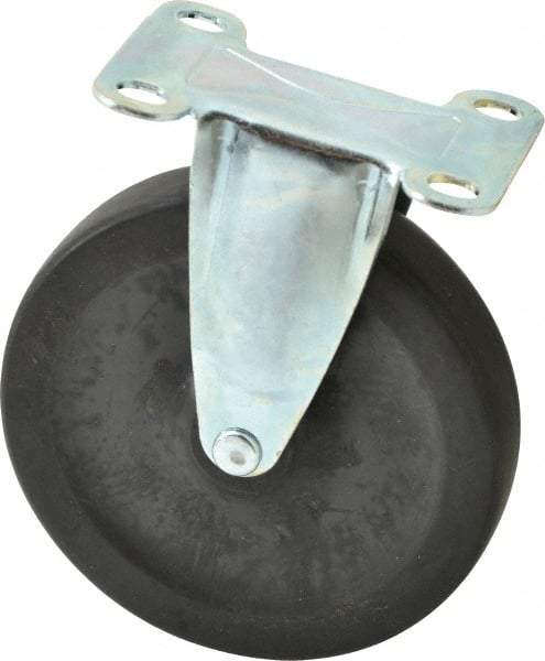 Shepherd - 5" Diam x 15/16" Wide x 5-3/4" OAH Top Plate Mount Rigid Caster - Hard Rubber, 160 Lb Capacity, Nylon Bearing, 2-5/8 x 3-3/4" Plate - Industrial Tool & Supply