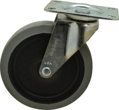 Shepherd - 5" Diam x 15/16" Wide x 5-3/4" OAH Top Plate Mount Swivel Caster - TPR, 135 Lb Capacity, Plain Bearing, 2-5/8 x 3-3/4" Plate - Industrial Tool & Supply