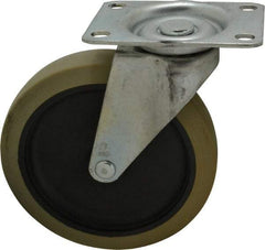 Shepherd - 5" Diam x 15/16" Wide x 5-3/4" OAH Top Plate Mount Swivel Caster - Polyurethane, 160 Lb Capacity, Plain Bearing, 2-5/8 x 3-3/4" Plate - Industrial Tool & Supply