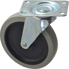 Shepherd - 5" Diam x 15/16" Wide x 5-3/4" OAH Top Plate Mount Swivel Caster with Brake - Polyurethane, 160 Lb Capacity, Plain Bearing, 2-5/8 x 3-3/4" Plate - Industrial Tool & Supply