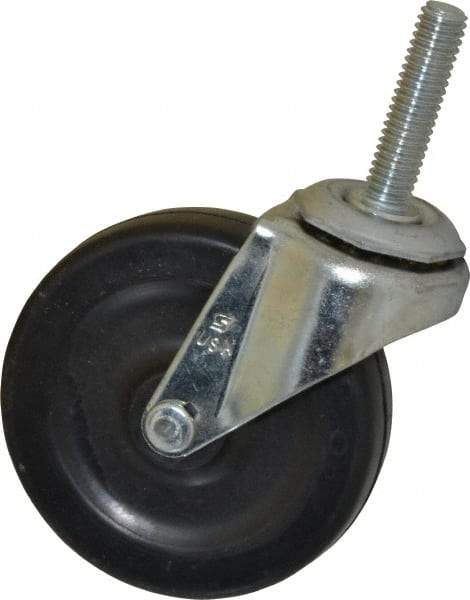 Shepherd - 3" Diam x 13/16" Wide x 3-1/2" OAH Stem Mount Swivel Caster - Soft Rubber, 110 Lb Capacity, Nylon Bearing, 3/8-16 x 1-1/2" Threaded Stem - Industrial Tool & Supply