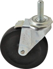 Shepherd - 4" Diam x 15/16" Wide x 4-3/4" OAH Stem Mount Swivel Caster with Brake - Hard Rubber, 150 Lb Capacity, Nylon Bearing, 1/2-13 x 1-1/2" Threaded Stem - Industrial Tool & Supply