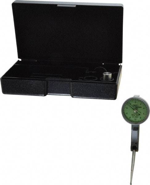 Mahr - 0.01 Inch Range, 0.0005 Inch Dial Graduation, Horizontal Dial Test Indicator - 1.1 Inch Green Dial, 0-10-0 Dial Reading - Industrial Tool & Supply