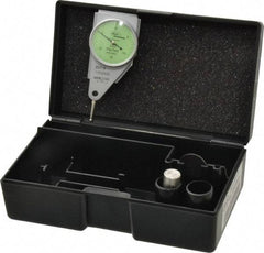 Mahr - 0.015 Inch Range, 0.0005 Inch Dial Graduation, Horizontal Dial Test Indicator - 1.1 Inch Green Dial, 0-15-0 Dial Reading - Industrial Tool & Supply
