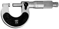 Mahr - 0 to 25mm Range, 0.01mm Graduation, Mechanical Outside Micrometer - Ratchet Stop Thimble, Accurate to 4µm - Industrial Tool & Supply