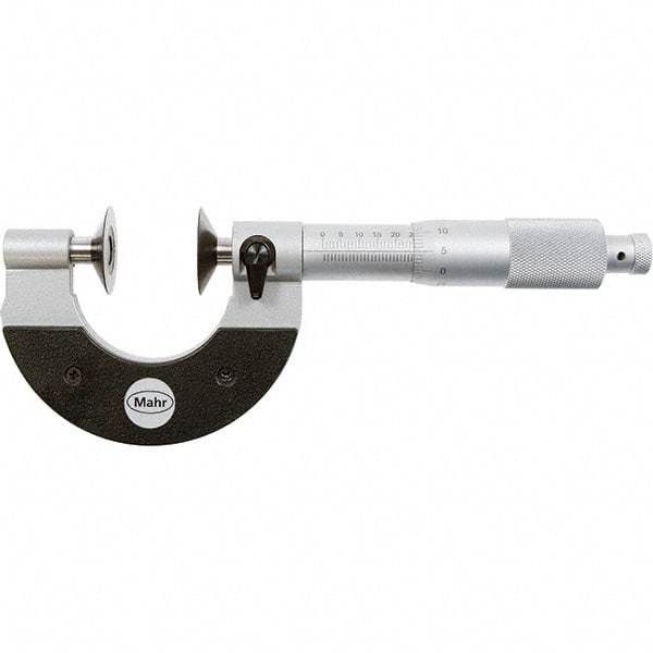 Mahr - 0 to 20mm, 0.01mm Graduation, Ratchet Stop Thimble, Mechanical Disc Micrometer - 4 micro m Accuracy, 25mm Disc, Steel - Industrial Tool & Supply