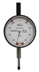 Mahr - 0.8mm Range, 0-45-0 Dial Reading, 0.01mm Graduation Dial Drop Indicator - 50mm Dial, 0.01mm Range per Revolution - Industrial Tool & Supply