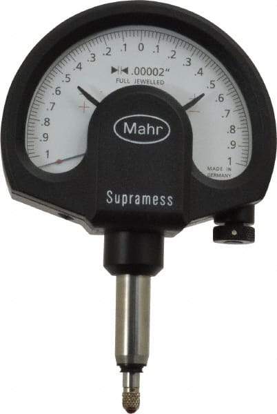 Mahr - 0 Inch Graduation, 0.001 Inch Max Measurement, Dial Comparator Gage - 1 N Force, 0.11 Inch Overtravel, White - Industrial Tool & Supply