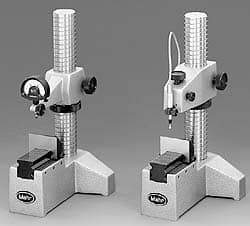 Mahr - Cast Iron (Base), T-Shaped Base, Comparator Gage Stand - 9-1/2" High, 5-1/2" Base Length x 6" Base Width x 4" Base Height, Includes Holder - Industrial Tool & Supply