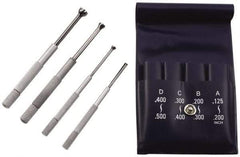 TESA Brown & Sharpe - 1/8 to 1/2 Inch Measurement, Small Hole Gage Set - Half Ball, Satin Chrome Coated, Includes Pouch - Industrial Tool & Supply