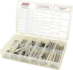 Made in USA - 500 Piece, 1/16 to 7/16" Pin Diam, Spring Pin Assortment - 420 Stainless Steel - Industrial Tool & Supply