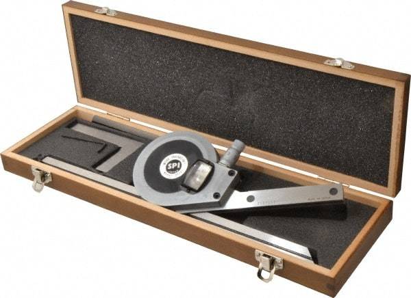 SPI - 6, 12 Inch Long Blade, 360° Max Measurement, Bevel Protractor - Accuracy up to 1 Min, 1 Min Dial Graduation - Industrial Tool & Supply