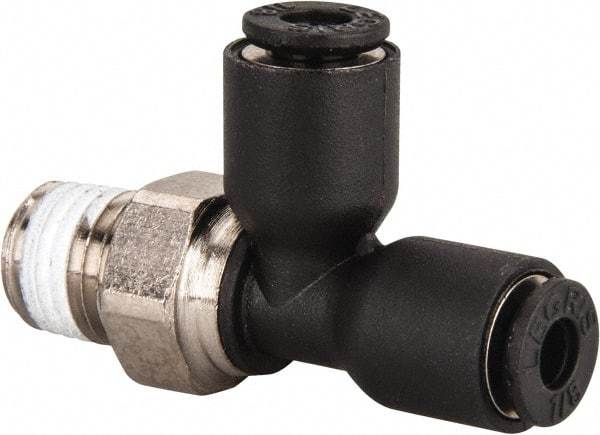 Legris - 1/8" OD, NPT, Nylon/Nickel Plated Brass Push-to-Connect Male Run Tee - 290 Max psi - Industrial Tool & Supply