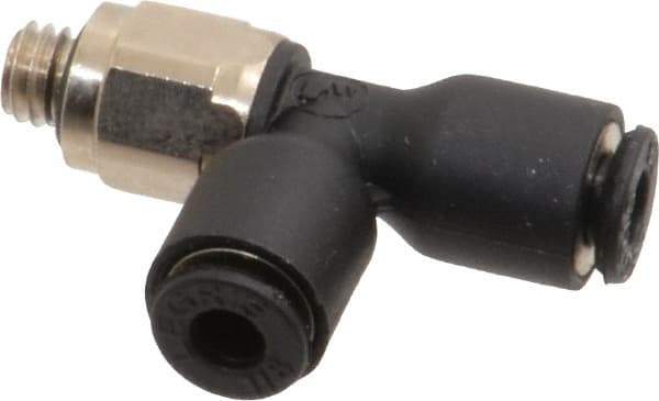 Legris - 1/8" OD, NPT, Nylon/Nickel Plated Brass Push-to-Connect Male Run Tee - 290 Max psi - Industrial Tool & Supply