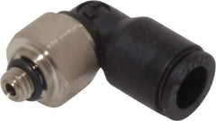 Legris - 1/4" OD, 10-32 UNF, Nylon/Nickel Plated Brass Push-to-Connect Male Elbow - 290 Max psi - Industrial Tool & Supply